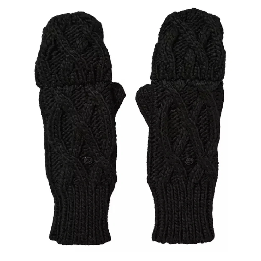 CALIA Women’s Black Cable Knit Pop Top Mittens